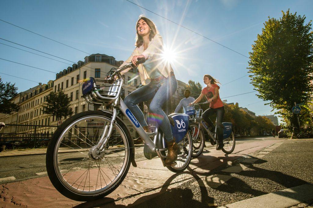 Two women on bikes